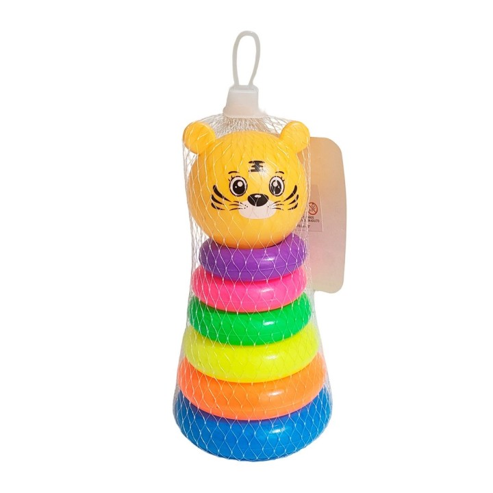 Juego Torre Aros Encastre Tigre Motricidad De Bebe
