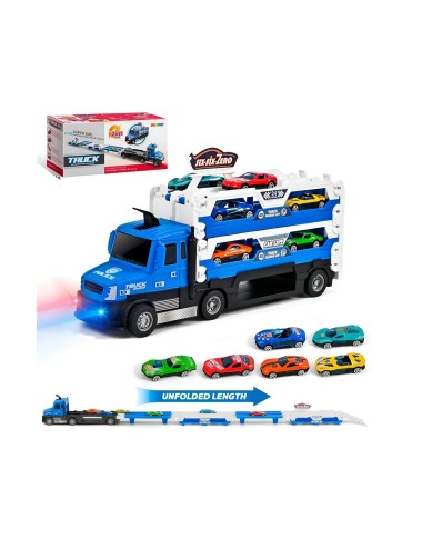 Pista De Carros Tractomula Niñera Garage Catapulta Juguete