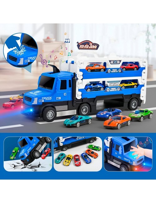 Pista De Carros Tractomula Niñera Garage Catapulta Juguete