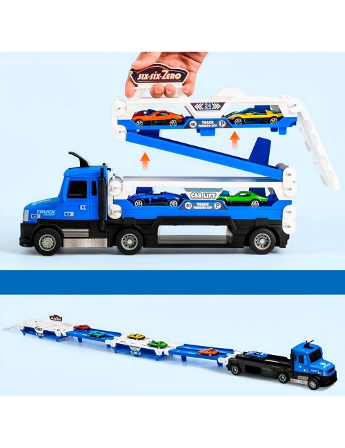 Pista De Carros Tractomula Niñera Garage Catapulta Juguete