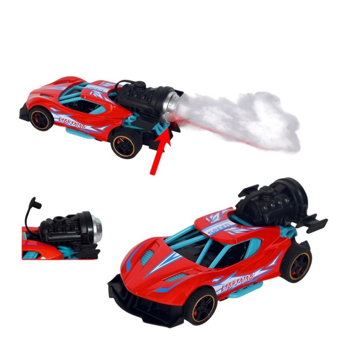 Carro Deportivo Carrera Racing Efecto Humo Juguete + Bateria