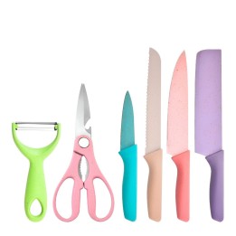 Set De Cuchillos Utensilios Multicolor Tijera Pelador