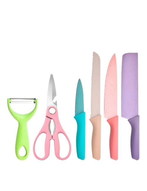 Set De Cuchillos Utensilios Multicolor Tijera Pelador