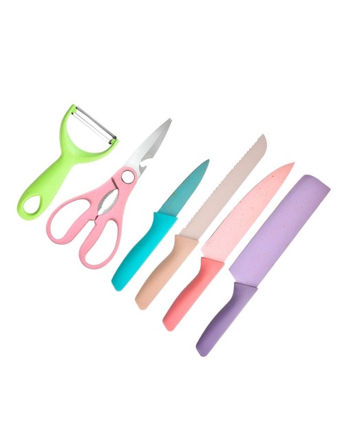 Set De Cuchillos Utensilios Multicolor Tijera Pelador