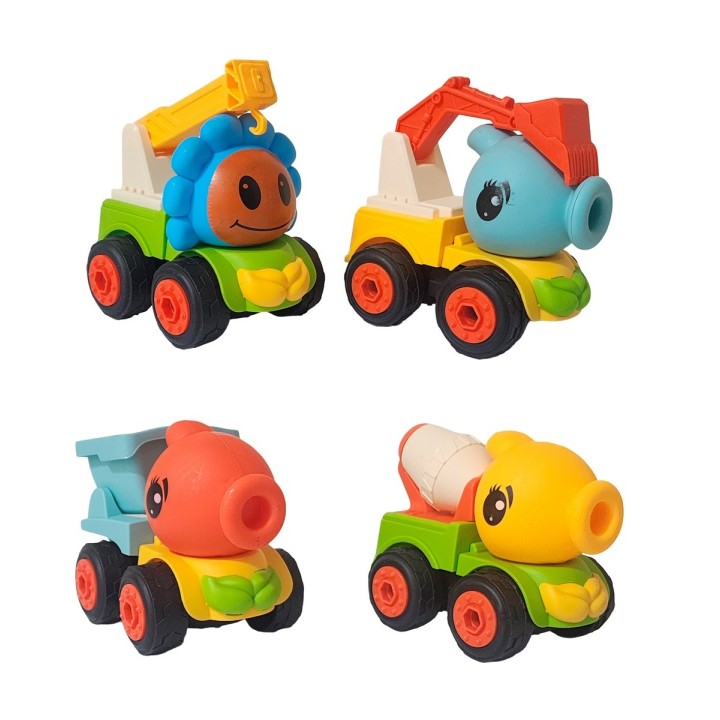 Carros De Construccion Planta Zombie Retroexcavadora X 4 Und
