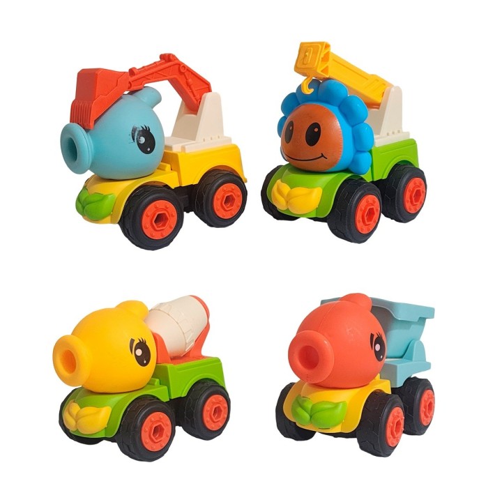 Carros De Construccion Planta Zombie Retroexcavadora X 4 Und