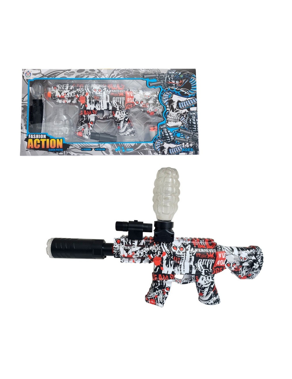 Pistola Ametralladora Lanza Dardos Nerf + Hidrogel Con Gafas