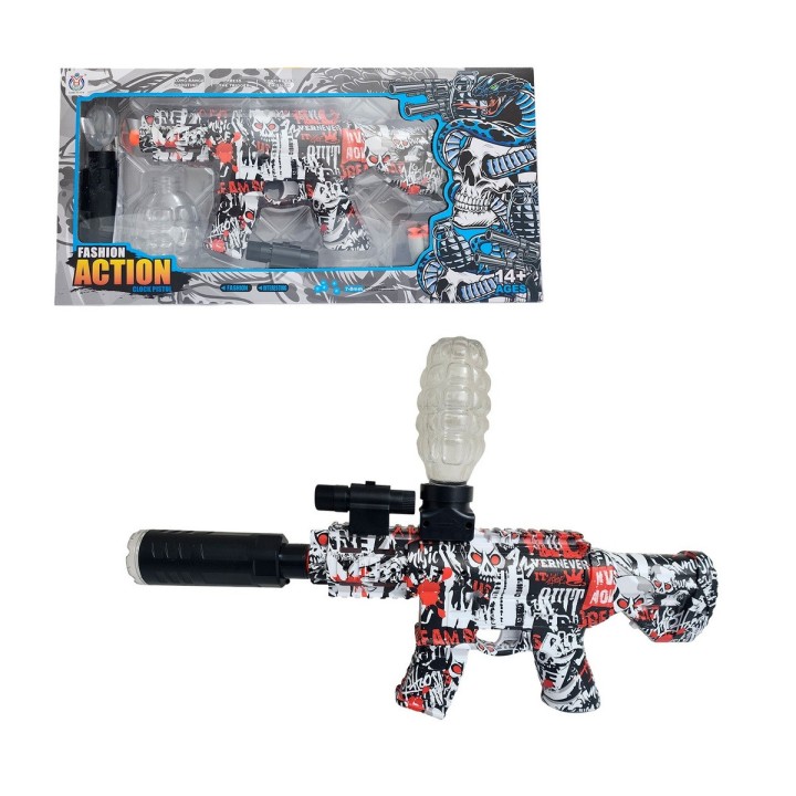 Pistola Ametralladora Lanza Dardos Nerf + Hidrogel Con Gafas