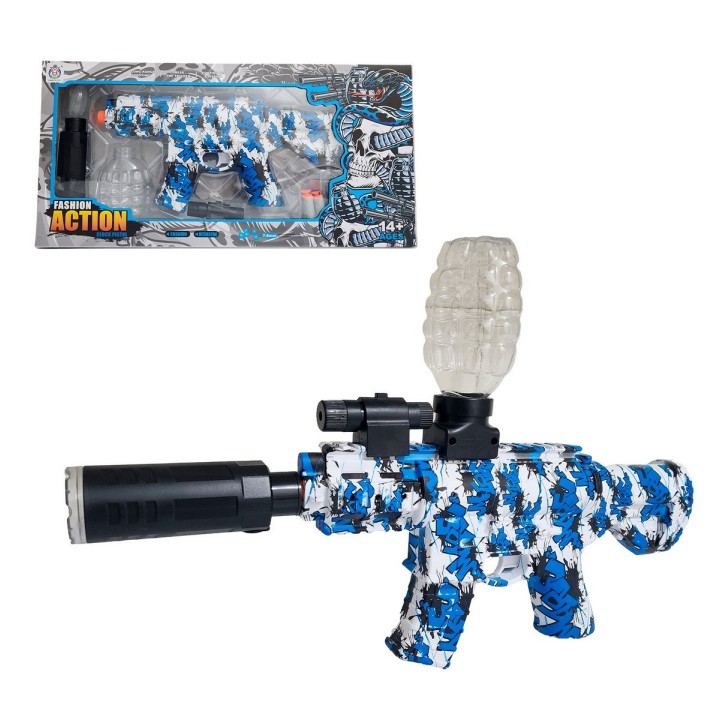 Pistola Ametralladora Lanza Dardos Nerf + Hidrogel Con Gafas
