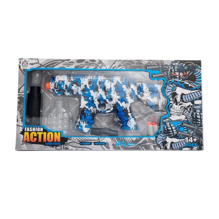 Pistola Ametralladora Lanza Dardos Nerf + Hidrogel Con Gafas