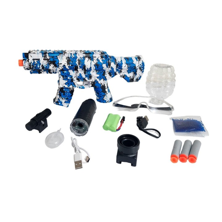 Pistola Ametralladora Lanza Dardos Nerf + Hidrogel Con Gafas