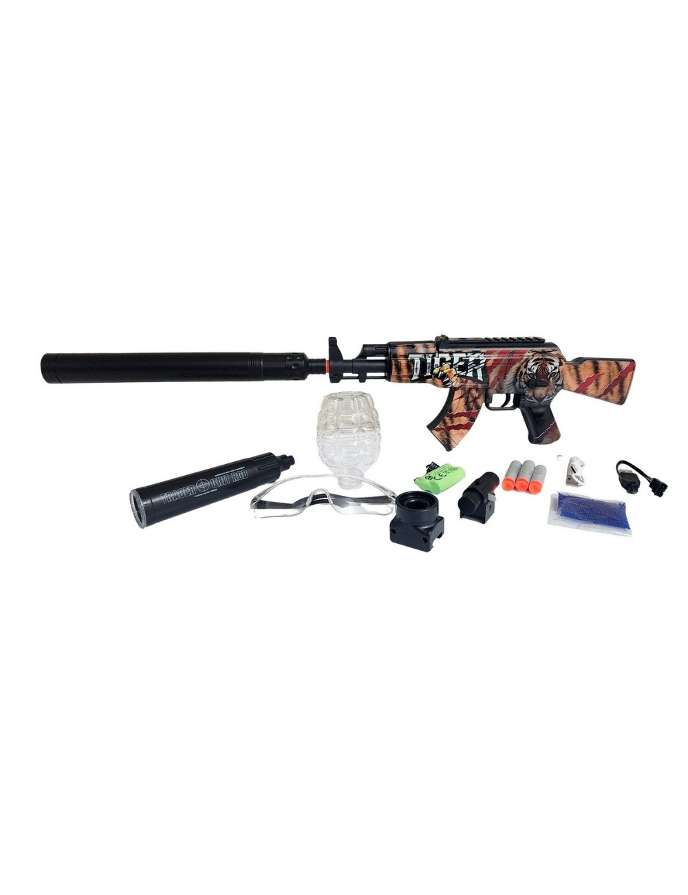 Pistola Ametralladora Equip Dardos Nerf + Hidrogel Gafas