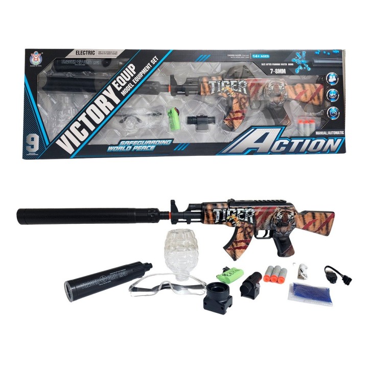 Pistola Ametralladora Equip Dardos Nerf + Hidrogel Gafas