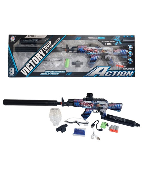 Pistola Ametralladora Equip Dardos Nerf + Hidrogel Gafas