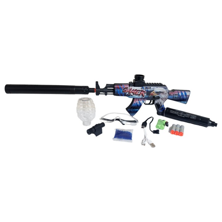 Pistola Ametralladora Equip Dardos Nerf + Hidrogel Gafas