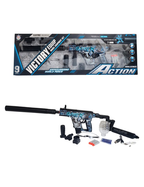 Pistola Ametralladora Gamer Dardos Nerf + Hidrogel Gafas