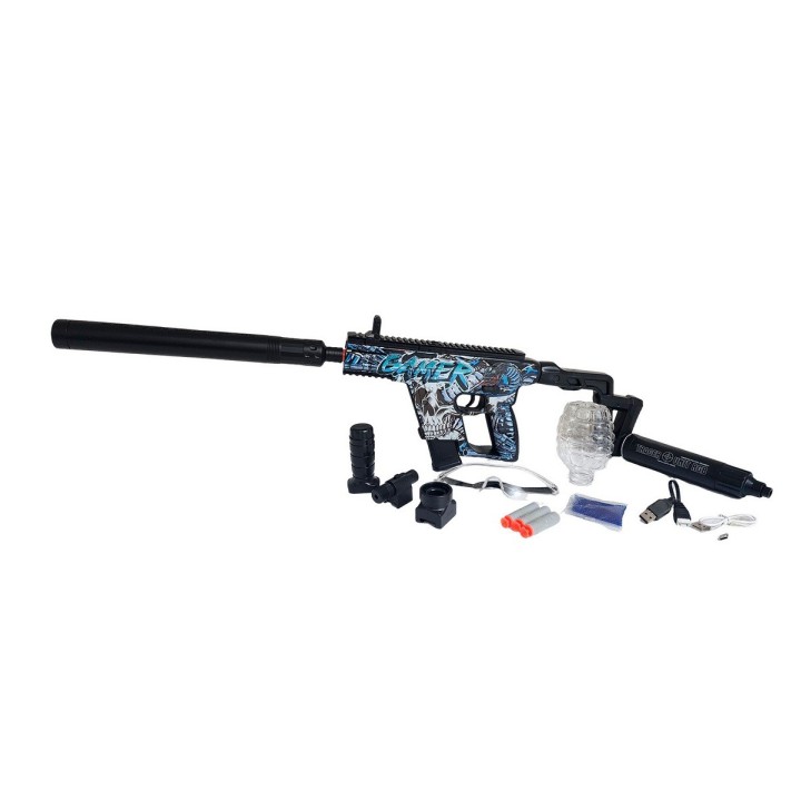 Pistola Ametralladora Gamer Dardos Nerf + Hidrogel Gafas