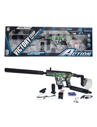 Pistola Ametralladora Gamer Dardos Nerf + Hidrogel Gafas