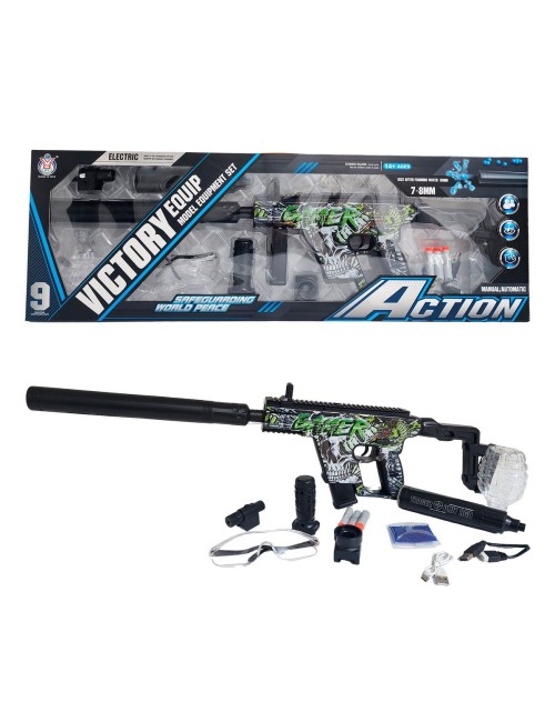 Pistola Ametralladora Gamer Dardos Nerf + Hidrogel Gafas