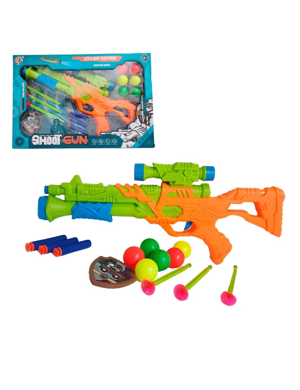 Pistola Lanza Dardos Nerf Pelotas Y Flechas Ventosa Juguete