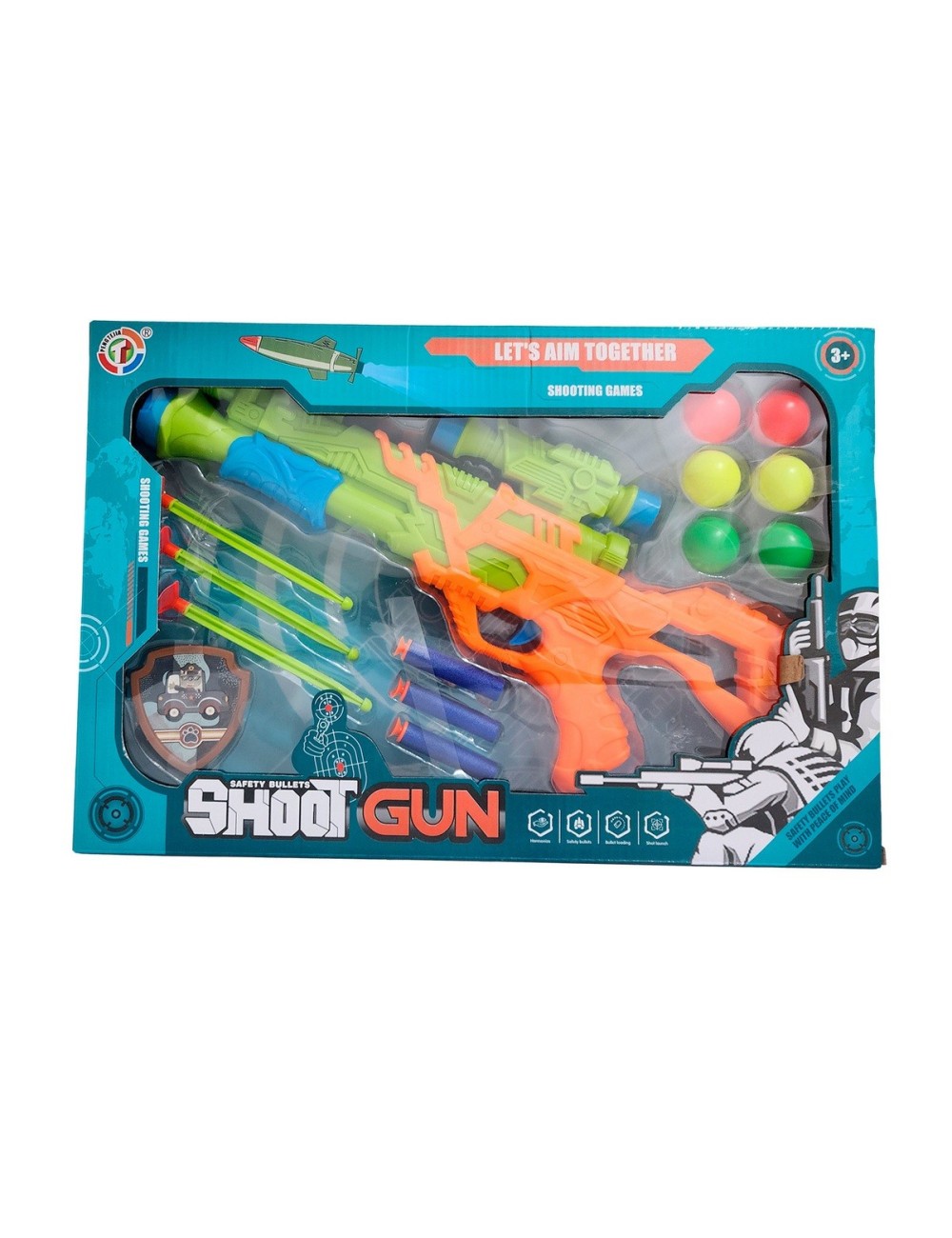 Pistola Lanza Dardos Nerf Pelotas Y Flechas Ventosa Juguete