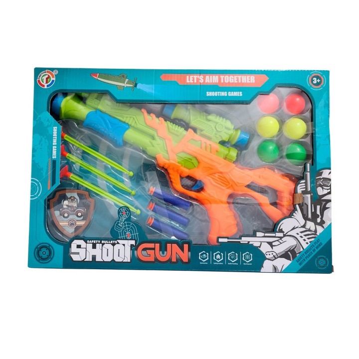 Pistola Lanza Dardos Nerf Pelotas Y Flechas Ventosa Juguete