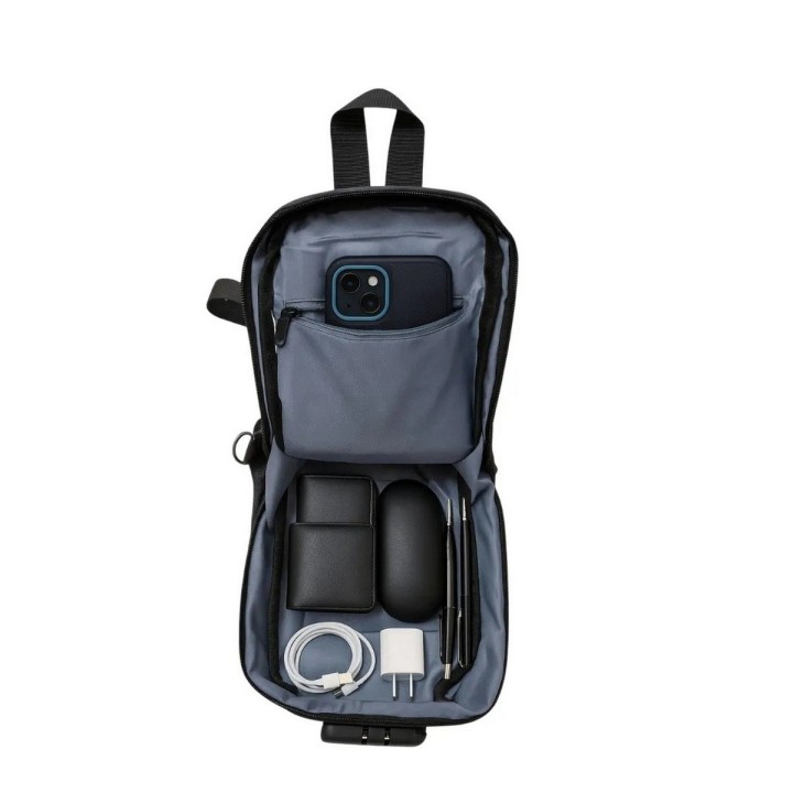 Bolso Cubierta Dura Traveling Pechero Para Hombre Con Clave