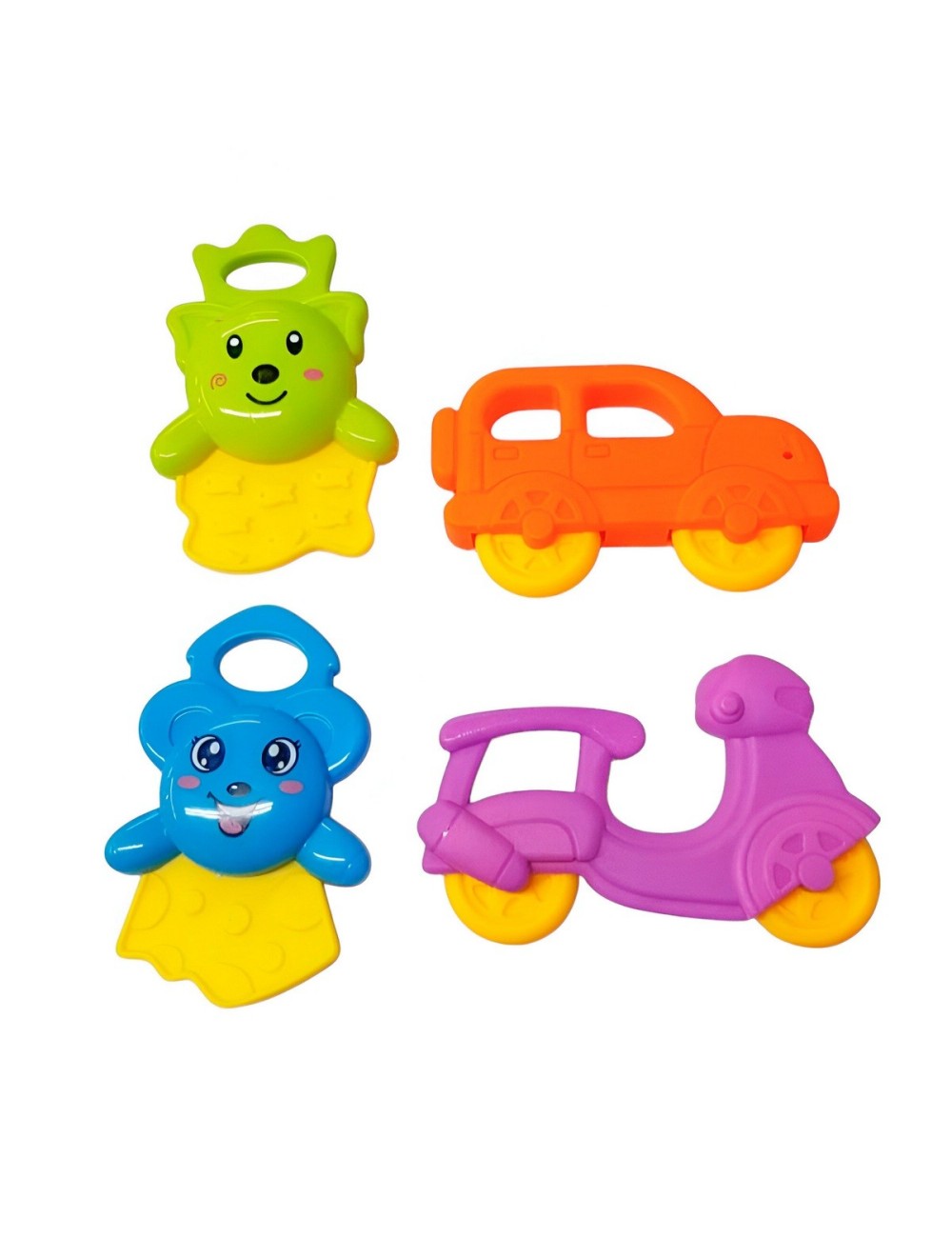 Set De Sonajeros Con Mordedor Juguete Aprendizaje Bebe X 4 U