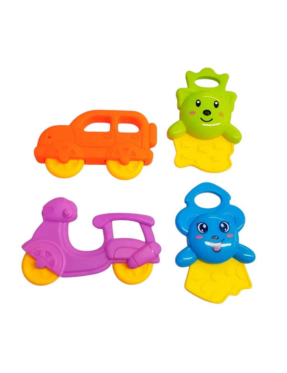 Set De Sonajeros Con Mordedor Juguete Aprendizaje Bebe X 4 U