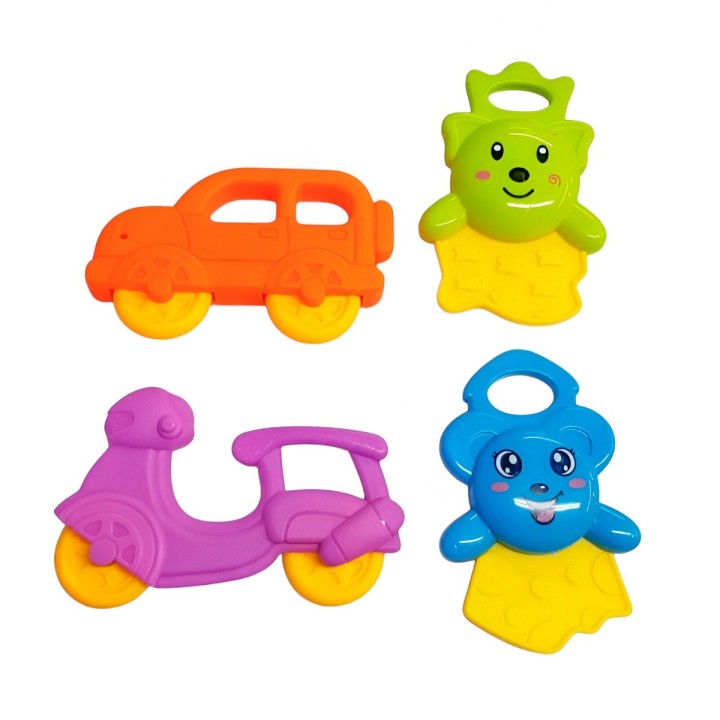 Set De Sonajeros Con Mordedor Juguete Aprendizaje Bebe X 4 U