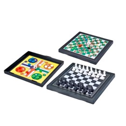 Juego De Mesa 3 En 1 Ajedrez, Escalera, Parchis Portatil