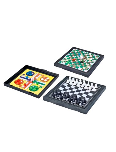 Juego De Mesa 3 En 1 Ajedrez, Escalera, Parchis Portatil
