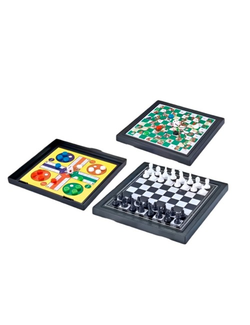 Juego De Mesa 3 En 1 Ajedrez, Escalera, Parchis Portatil