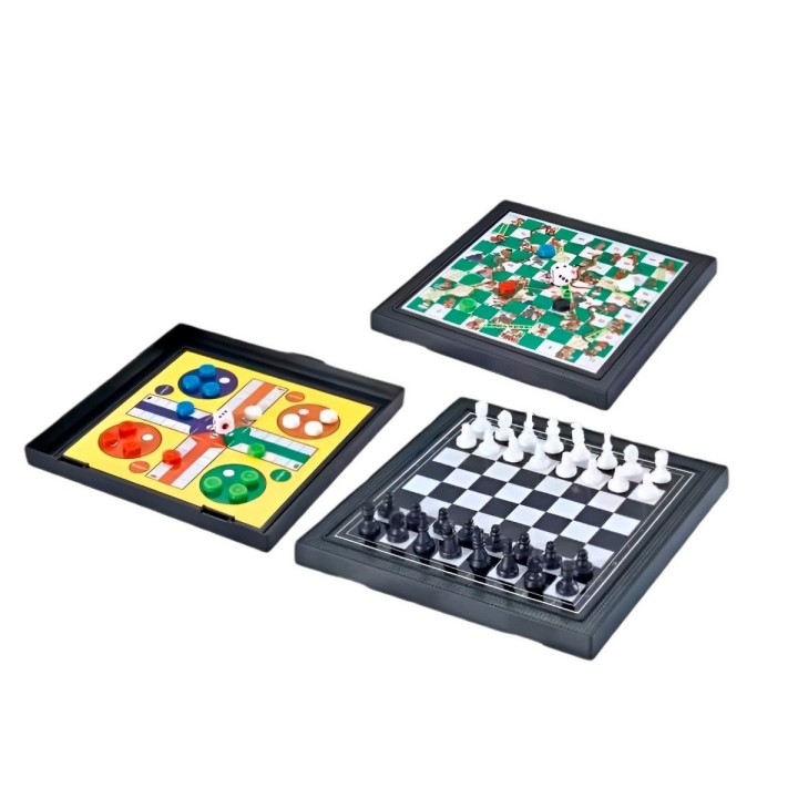 Juego De Mesa 3 En 1 Ajedrez, Escalera, Parchis Portatil