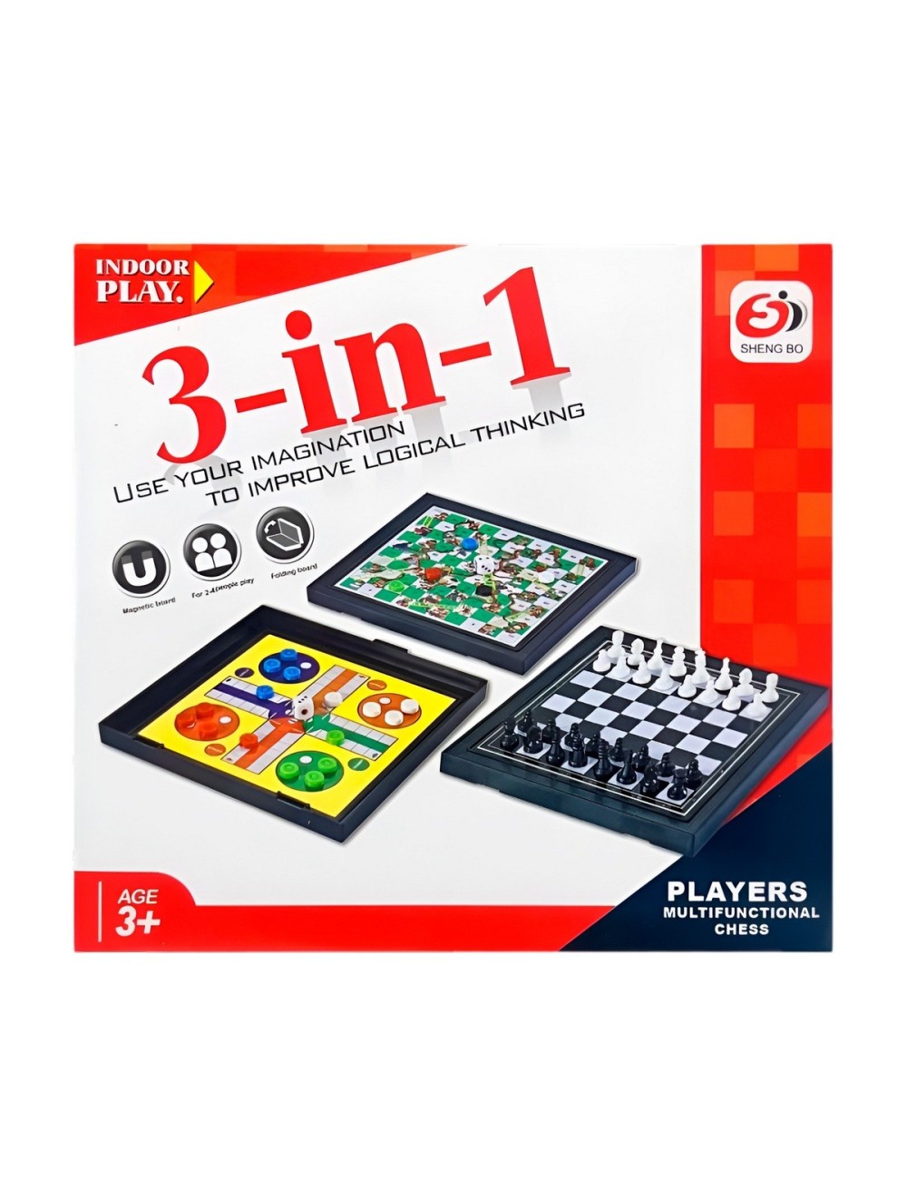 Juego De Mesa 3 En 1 Ajedrez, Escalera, Parchis Portatil