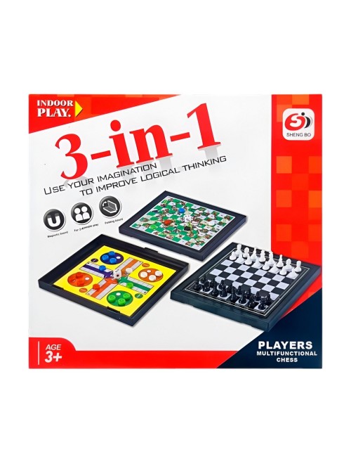 Juego De Mesa 3 En 1 Ajedrez, Escalera, Parchis Portatil