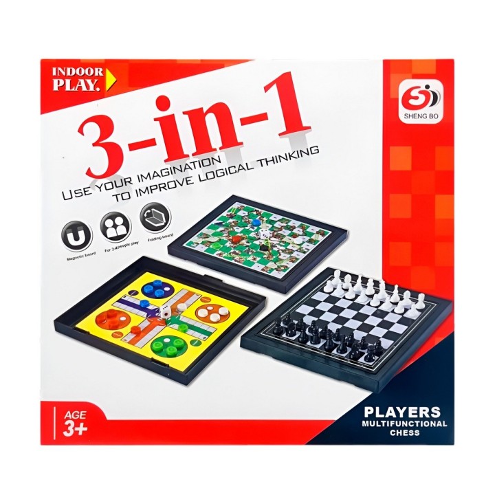 Juego De Mesa 3 En 1 Ajedrez, Escalera, Parchis Portatil