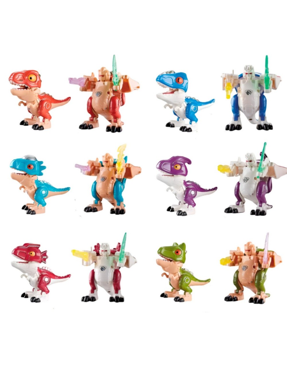 Dinosaurio Rex Transformable En Robot Coleccion X 6 Unidades