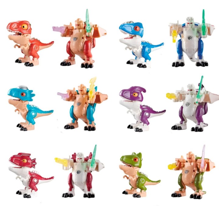 Dinosaurio Rex Transformable En Robot Coleccion X 6 Unidades