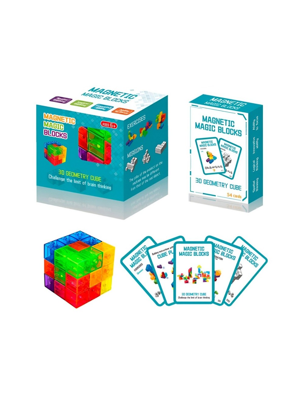 Cubo Magnetico Multicolor Juguete Interactivo Con Cartas