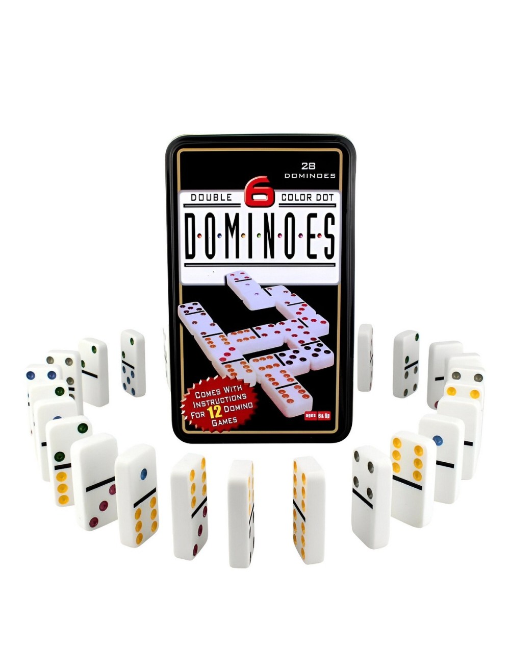 Dominó Doble 6 Con 28 Fichas Portátil + Estuche De Metal