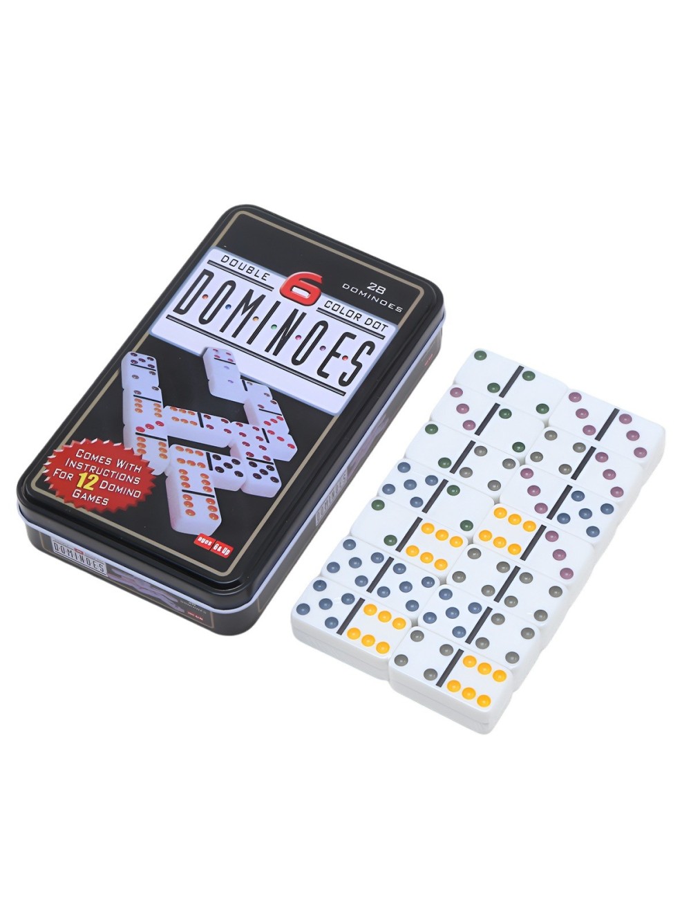 Dominó Doble 6 Con 28 Fichas Portátil + Estuche De Metal