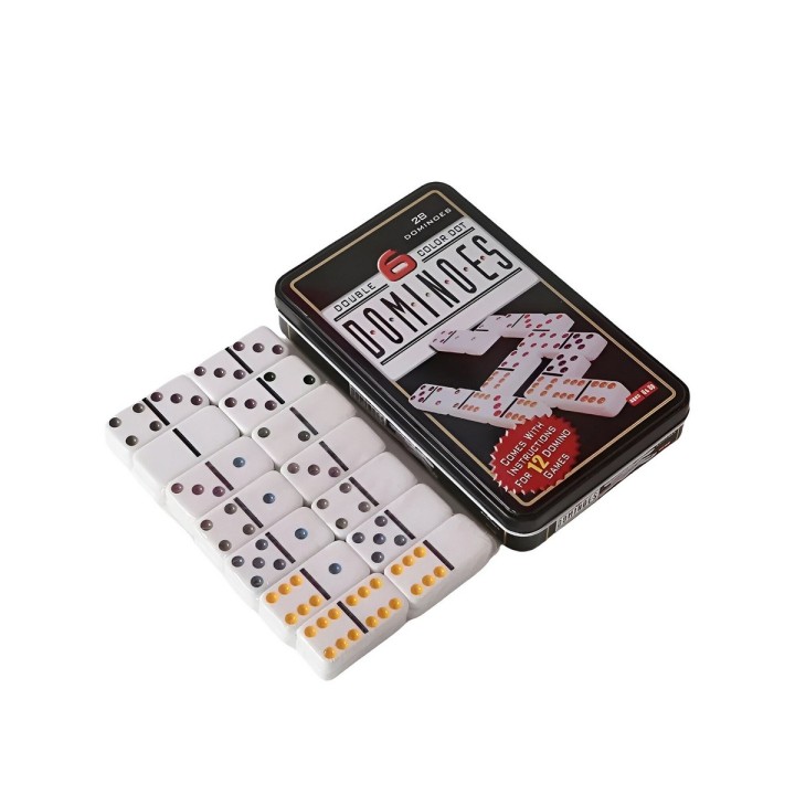 Dominó Doble 6 Con 28 Fichas Portátil + Estuche De Metal
