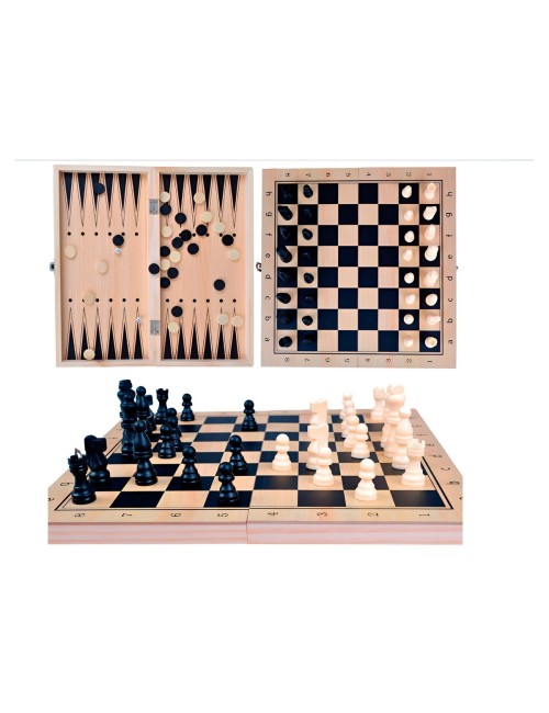 Juego De Mesa En Madera Ajedrez Y Backgammon 2 En 1