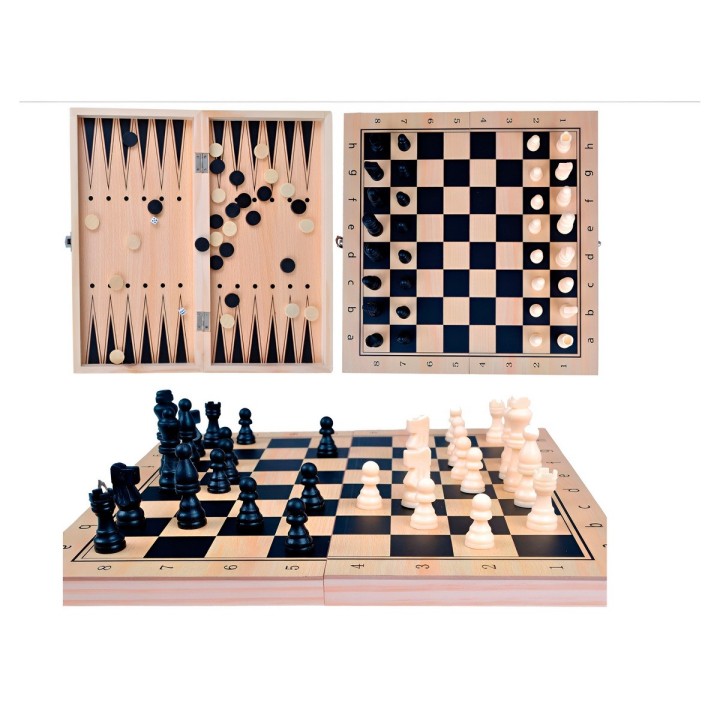 Juego De Mesa En Madera Ajedrez Y Backgammon 2 En 1