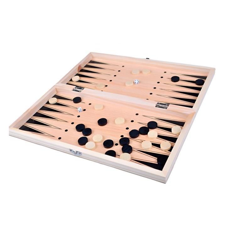 Juego De Mesa En Madera Ajedrez Y Backgammon 2 En 1