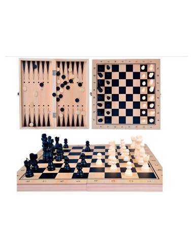 Juego De Mesa En Madera Ajedrez Y Backgammon 2 En 1 Grande