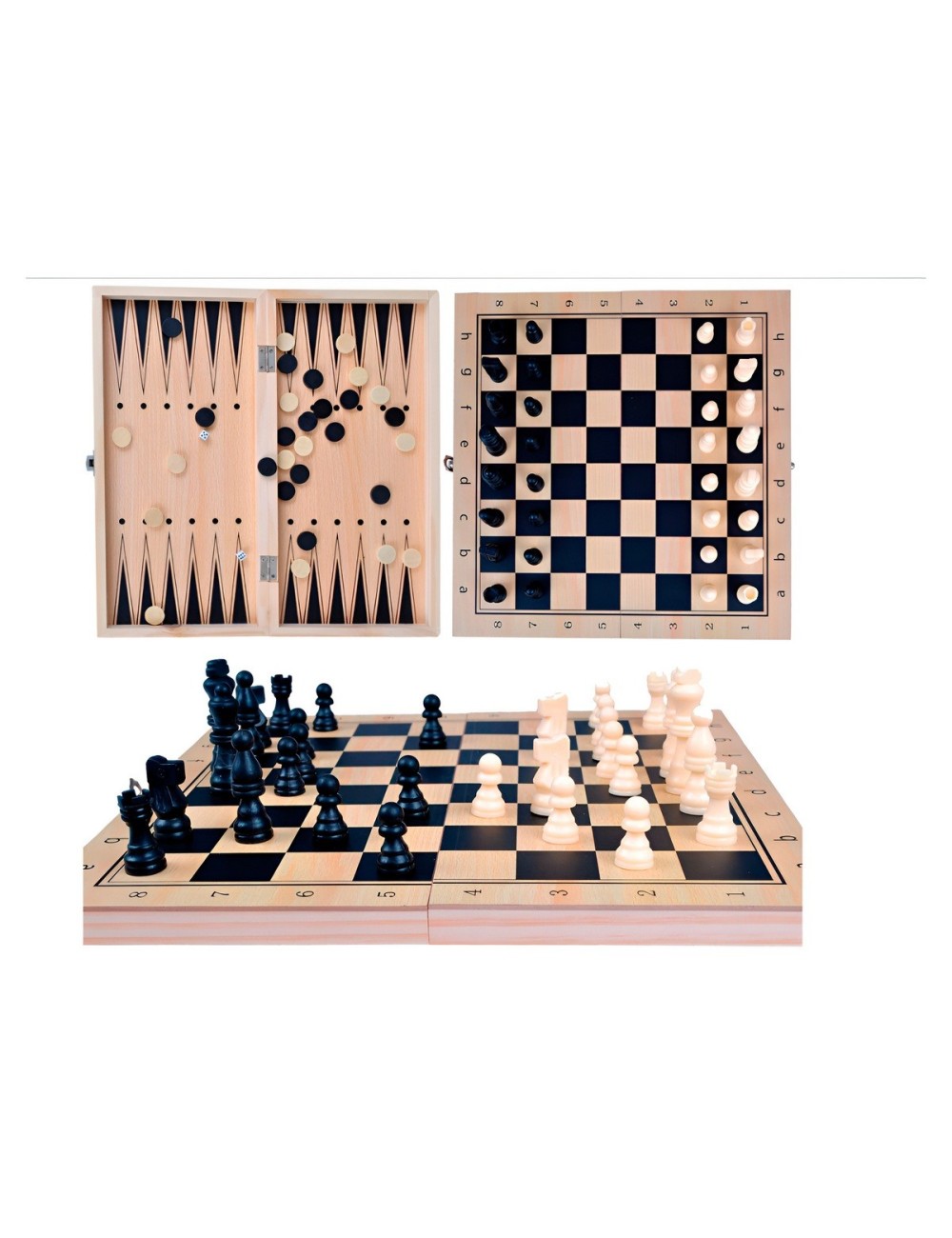 Juego De Mesa En Madera Ajedrez Y Backgammon 2 En 1 Grande