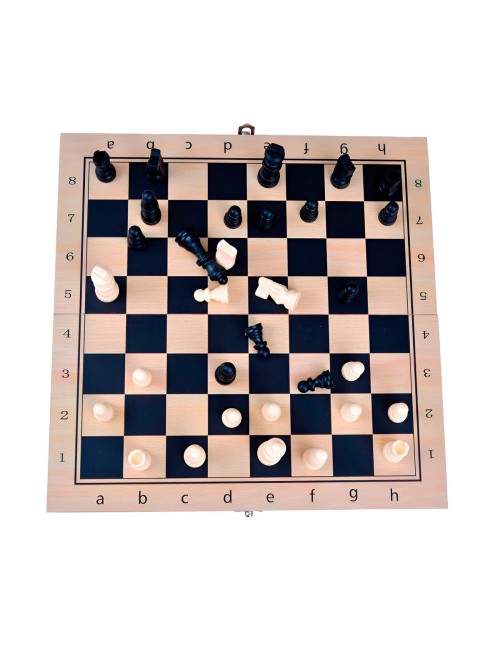 Juego De Mesa En Madera Ajedrez Y Backgammon 2 En 1 Grande