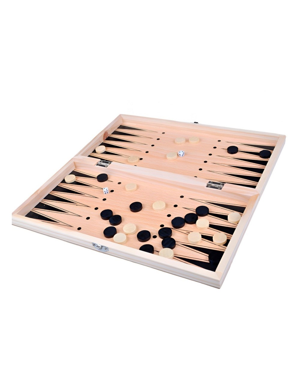 Juego De Mesa En Madera Ajedrez Y Backgammon 2 En 1 Grande